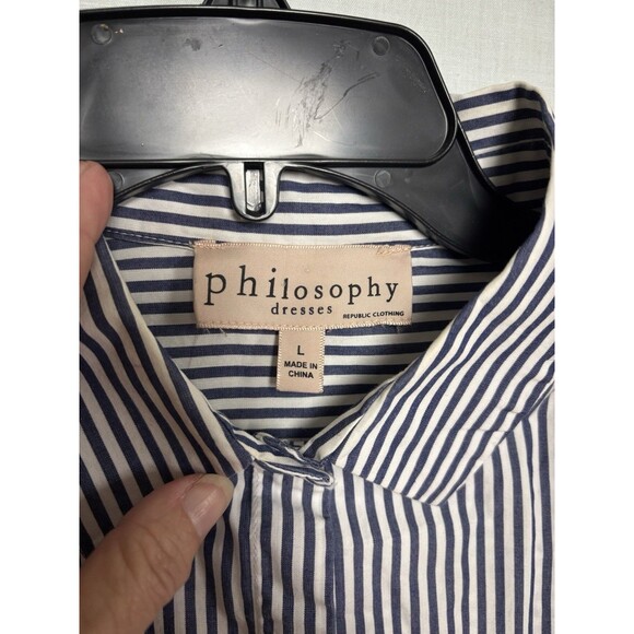 PHILOSOPHY Tunic/Button Up Short Sleeve Shirt Dress, Distressed Hem Large - Picture 7 of 7